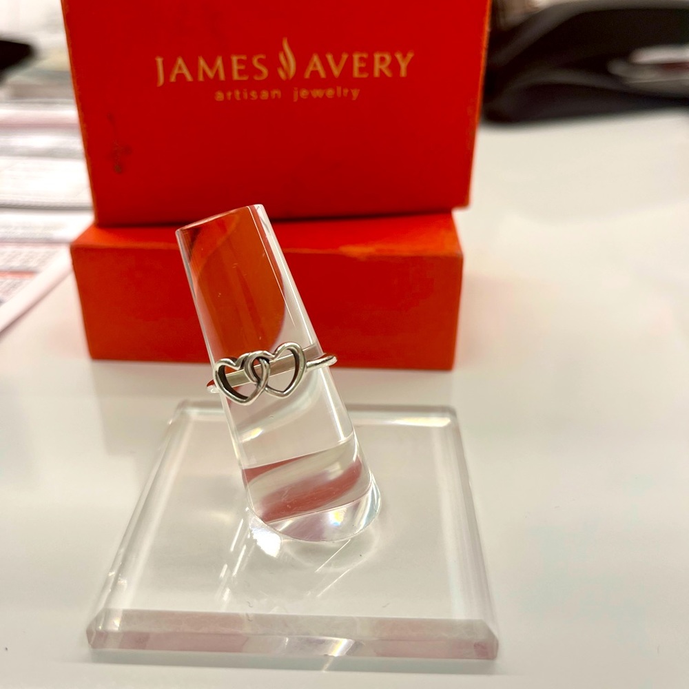 James Avery Double heart ring,size 6.5 like new. Just had it cleaned&reshaped